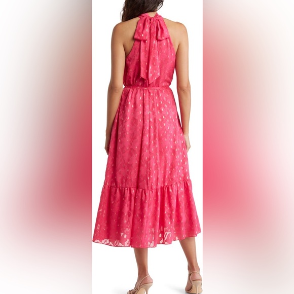 NWT Donna Ricco Halter Midi Dress - Fuchsia- Size 12 - Picture 2 of 10